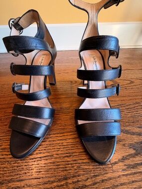 L.K. Bennett Celeste Black leather multi-strap sandals
